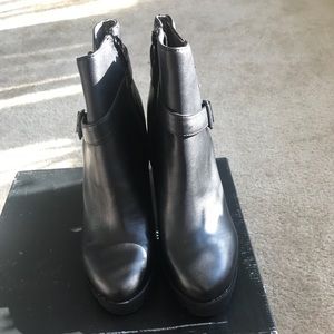 Black leather ankle boot